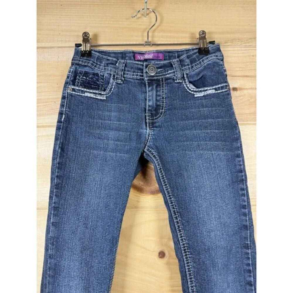 Vigoss denim Jeans decorative stitching Girls‎ Size 10 Blue Sequence Pockets